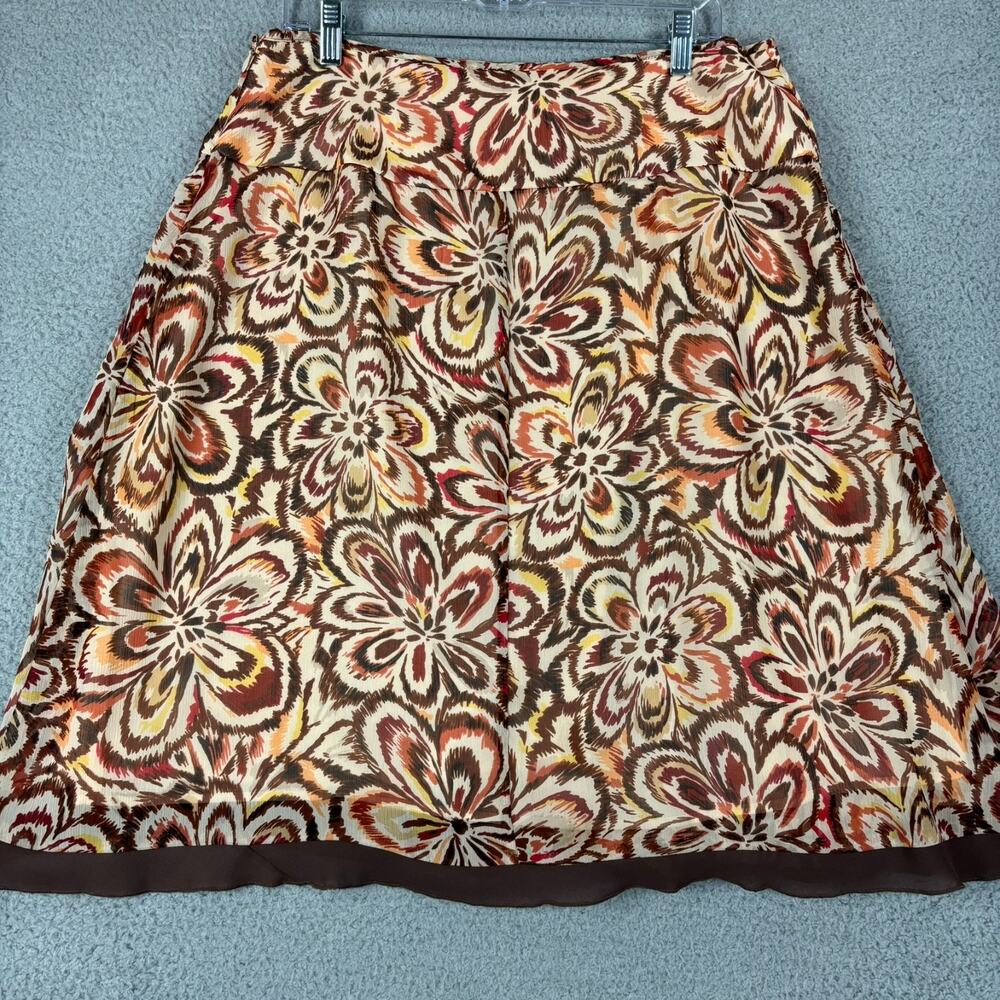 90s Sheer Skirt Sz 16 Boho Hippie Floral Flowy Midi Lined Slit Assymetrical - Picture 6 of 12